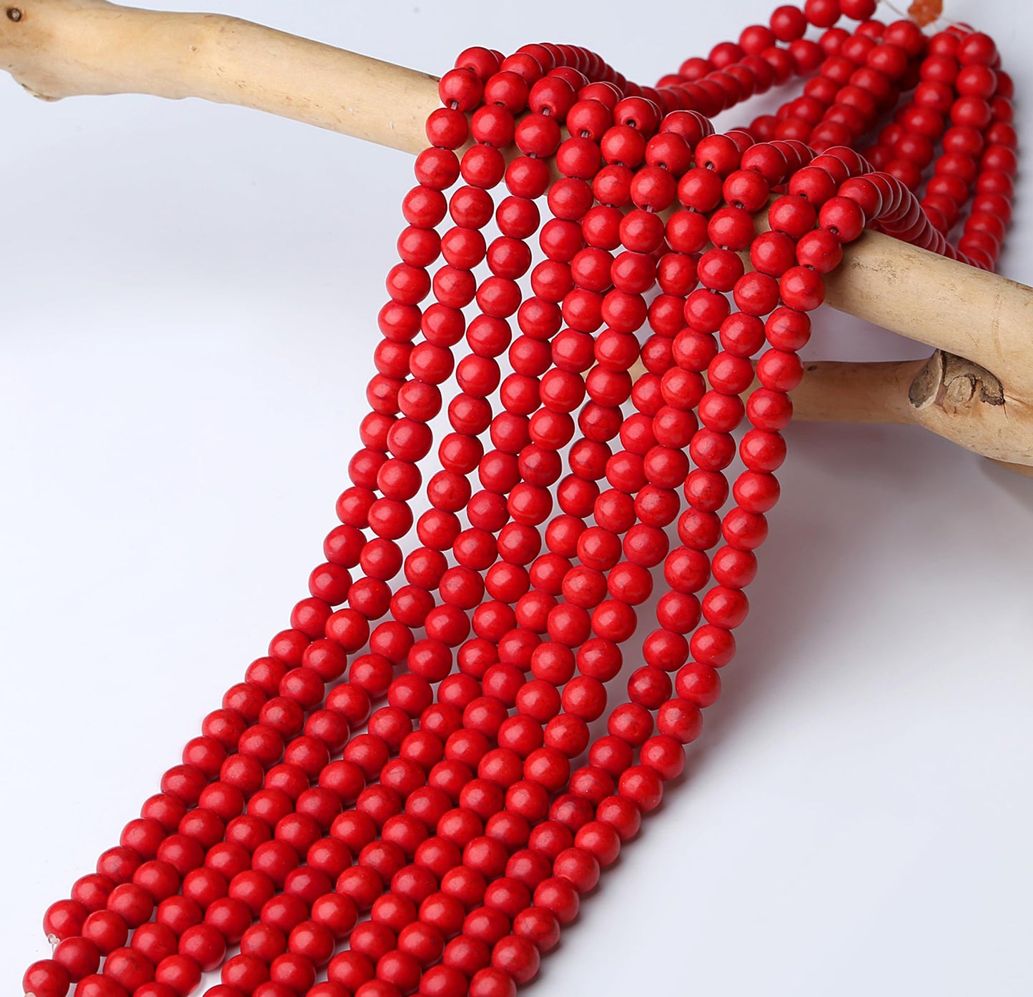 NUKAYAI Natural Red Turquoise Stone Beads 100Pcs 8mm Crystal Beads Loose DIY Round Stone Bead for Bracelet Necklace Earrings Making