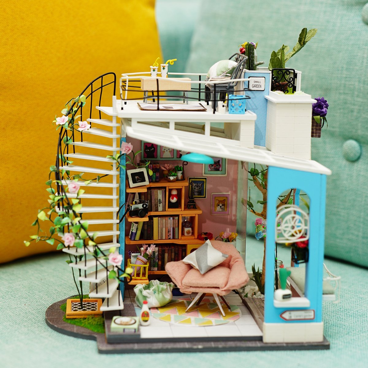 Rolife DIY Miniature Dollhouse Kit Duplex Loft Model Building Sets Gifts for Adults Women Men (Dora's Loft)