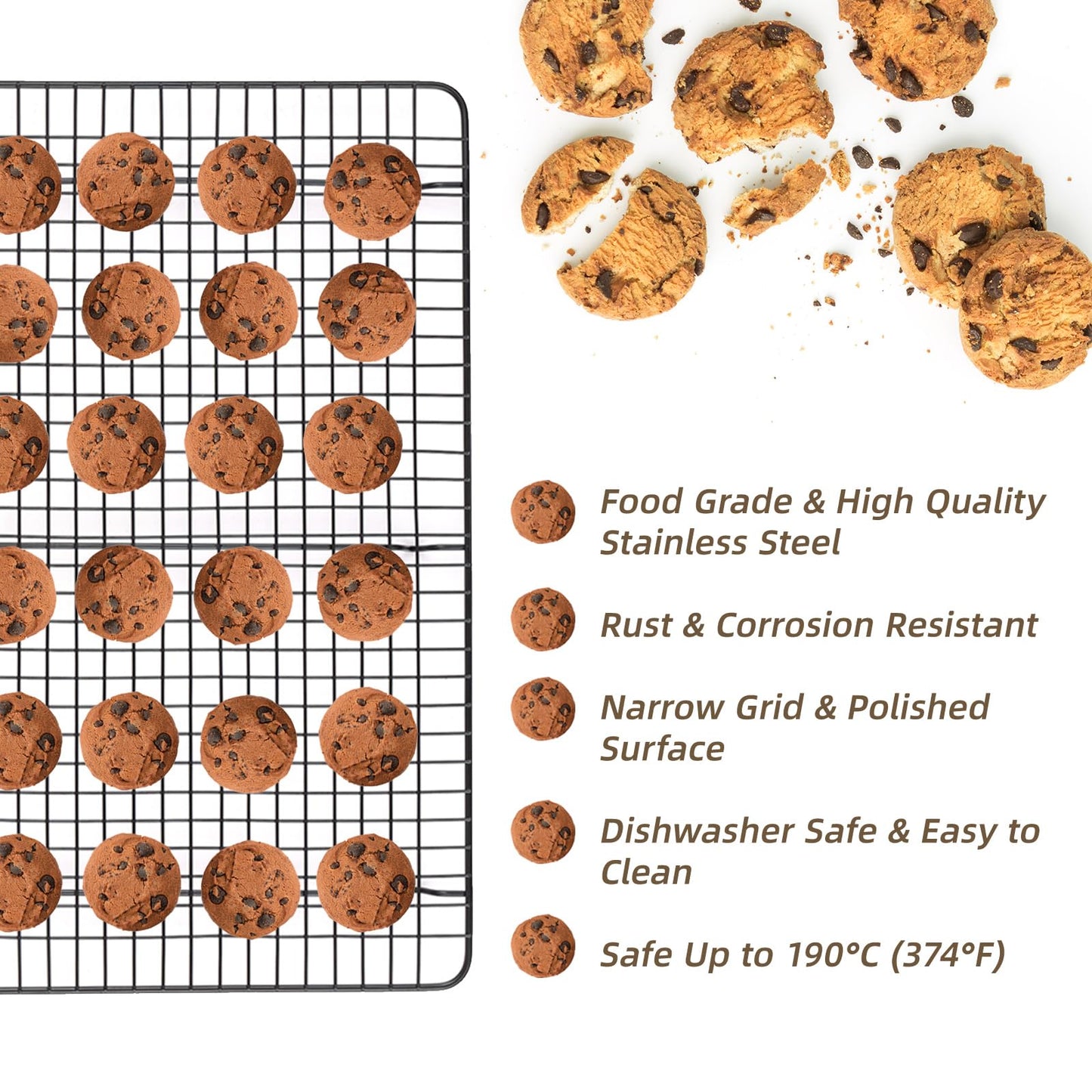 Pleafind 3 PCS Stackable Cooling Rack -16 x 10 Inch Wire Rack, Heavy Duty Stainless Steel Baking Racks, Cooling Racks for Cooking and Baking Cookie Pizza Cake, Oven and Dishwasher Safe