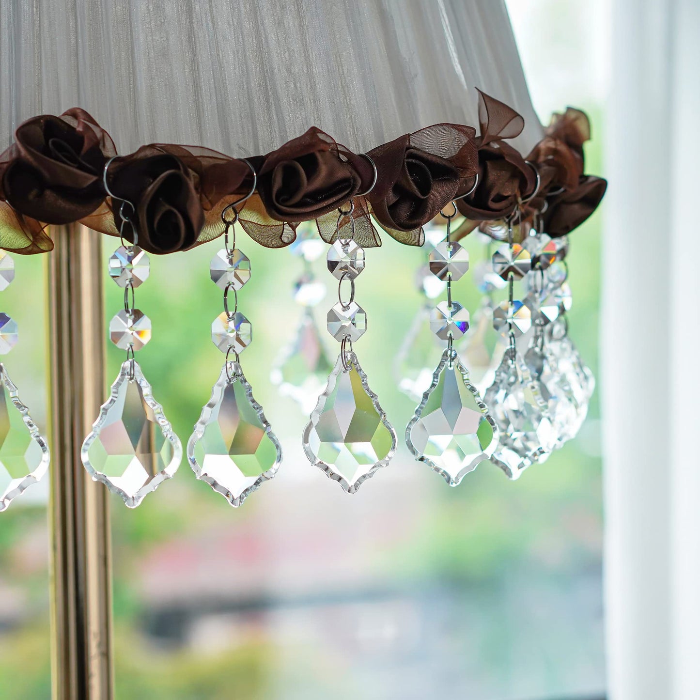 20pcs Clear Maple Leaf Crystal Chandelier Prism Pendant Parts, 50mm Suncatchers Hanging Crystals Beads for Chandelier Christmas Tree Decoration