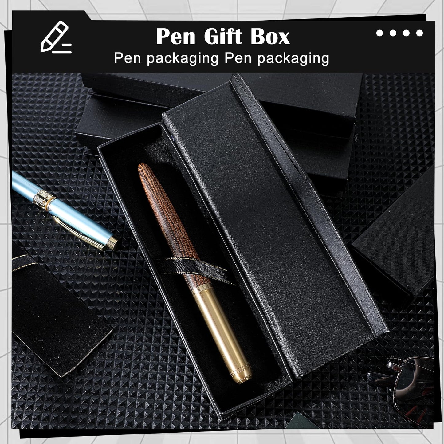 18 Pcs Pen Gift Boxes Empty Black Ballpoint Pens Gift Box with Cushion Pen Jewelry Display Box Empty Present Collection Cases for Birthday Souvenir Business Gifting Office Supplies