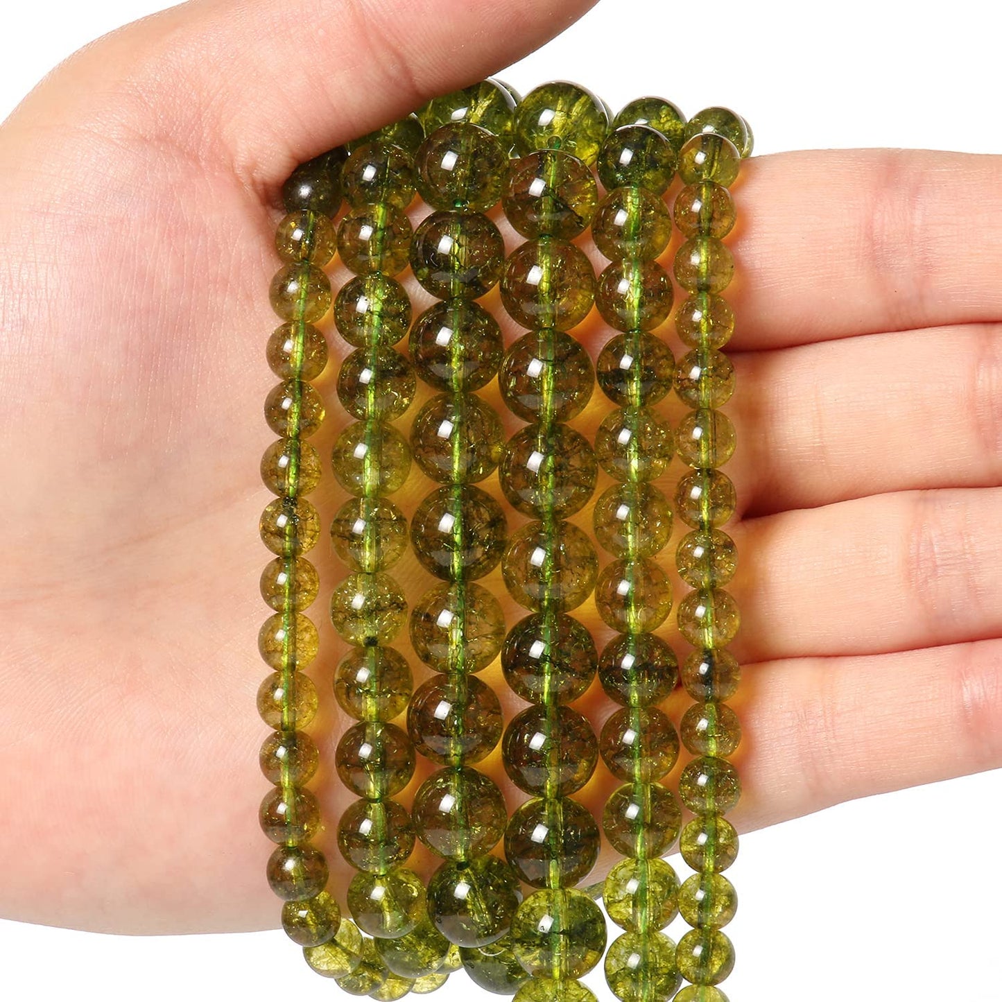 About 45pcs 8mm Natural Stone Beads Peridot Beads Crystal Gemstone for Jewelry Making, DIY Bracelet Necklace