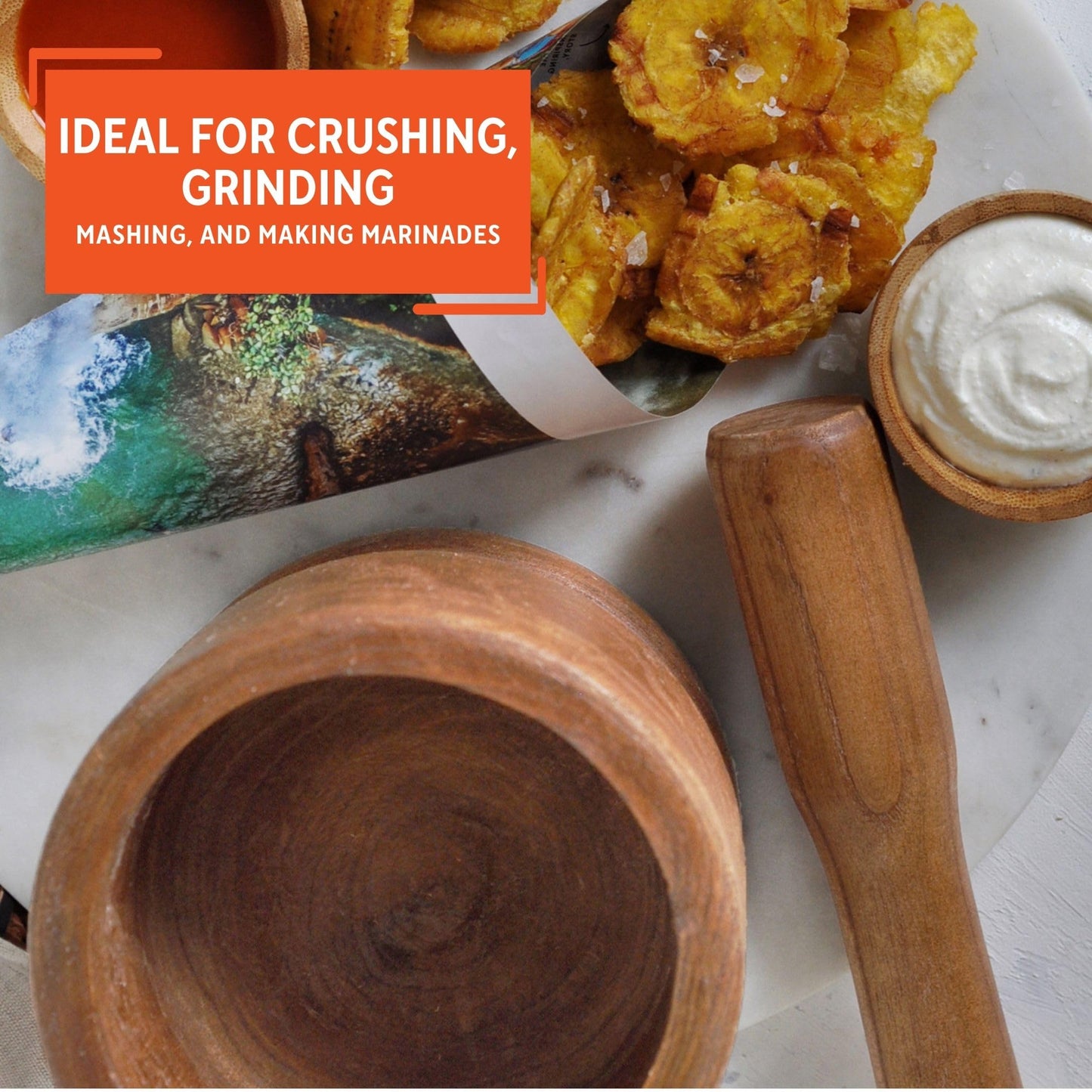 IMUSA USA LIS-005W Jumbo Mortar with Pestle, Wood