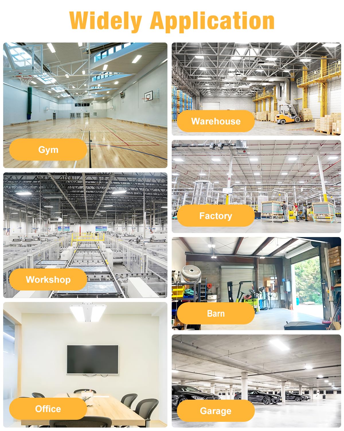 JC-LGL LED Linear High Bay Light, 130W 19500LM High Bay LED Shop Lights, 120-277V, 5000K, 0-10V Dimmable LED Shop Light, Linear High Bay Light for Warehouse Workshops, UL Complied, 4 Pack