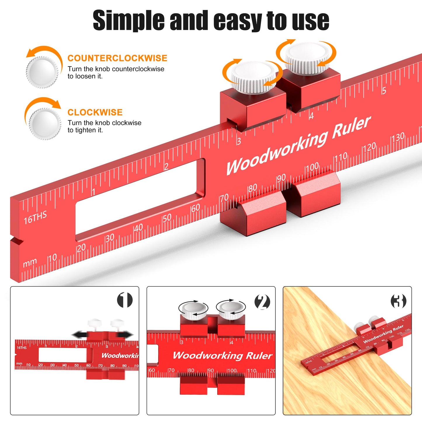 Woodworking Ruler 3 Pack (6", 8", 12"), Precision Woodworking Marking Ruler with Holes, Aluminum Alloy Carpenter Measuring Tool, Scribing Layout Guide for Woodworking DIY Carpenter Tools