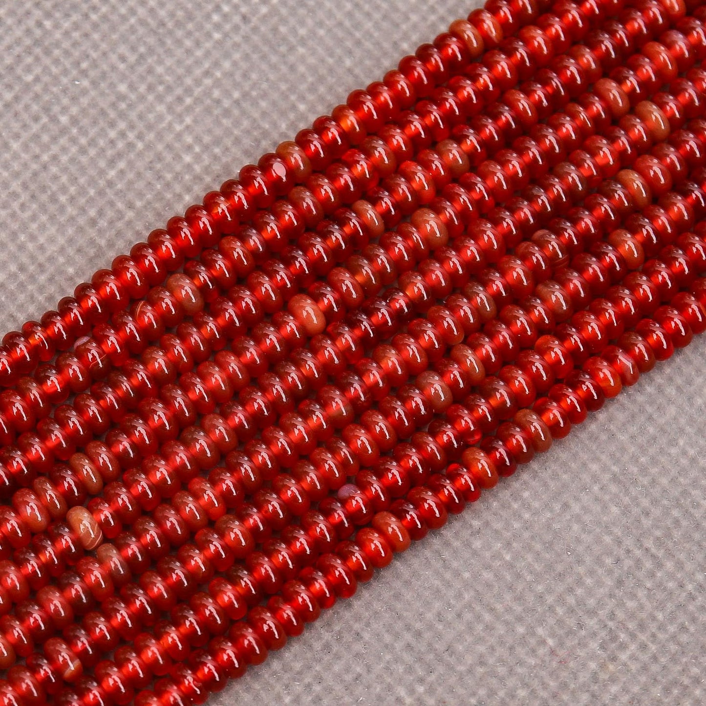 BONNY BOXX 1 Strand (150PCs) Natural 2 * 4mm Carnelian Rondelle Beads, Natural Abacus Disk Stone Beads Loose Spacer Gemstone for DIY Bracelet Necklace Jewelry Making