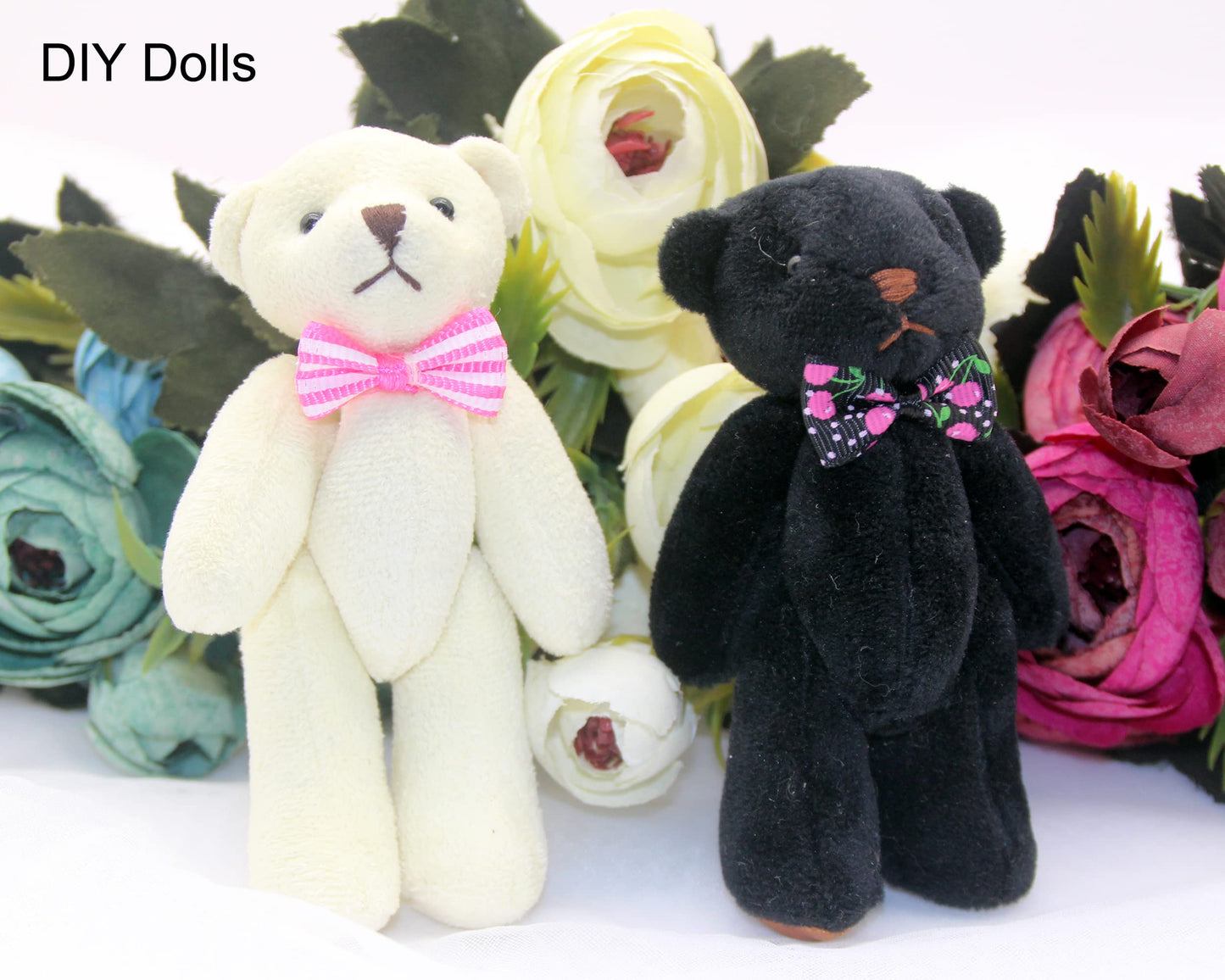 100Pcs Mix Style Mini Satin Ribbon Bows Ties Grosgrain Tiny Bows Little Bowknot Flower Embellishments for Craft Projects, Card Making, Sewing, Gift Wrapping (Colorful)