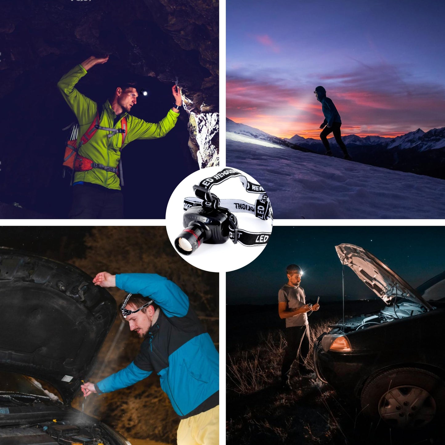 LIANXIN Car Roadside Emergency Kit,Car Safety Roadside Assistance Kit Jumper Cables, Headlamp,Tow Straps,Art Knife,Grey Automotive Emergency Kits