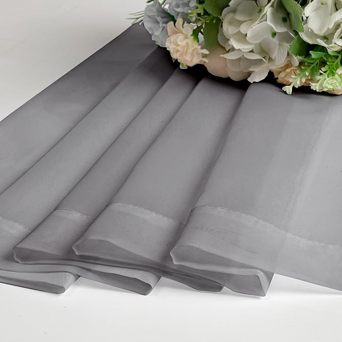 Chyhomenyc Sheer Window Curtains 72 inch Length 2 PCS- Rod Pocket Living Room Curtain Panels Voile Textured Soft and Lightweight Window Treatments for Bedroom Decor, 42W x 72L Inches, Charcoal Grey