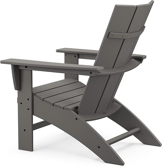 POLYWOOD Modern Curveback Adirondack Chair, Heavy Duty HDPE Outdoor Patio Furniture, Fade-Proof Lounge Seating for Deck, Lawn, Garden, Fire Pit, Mahogany