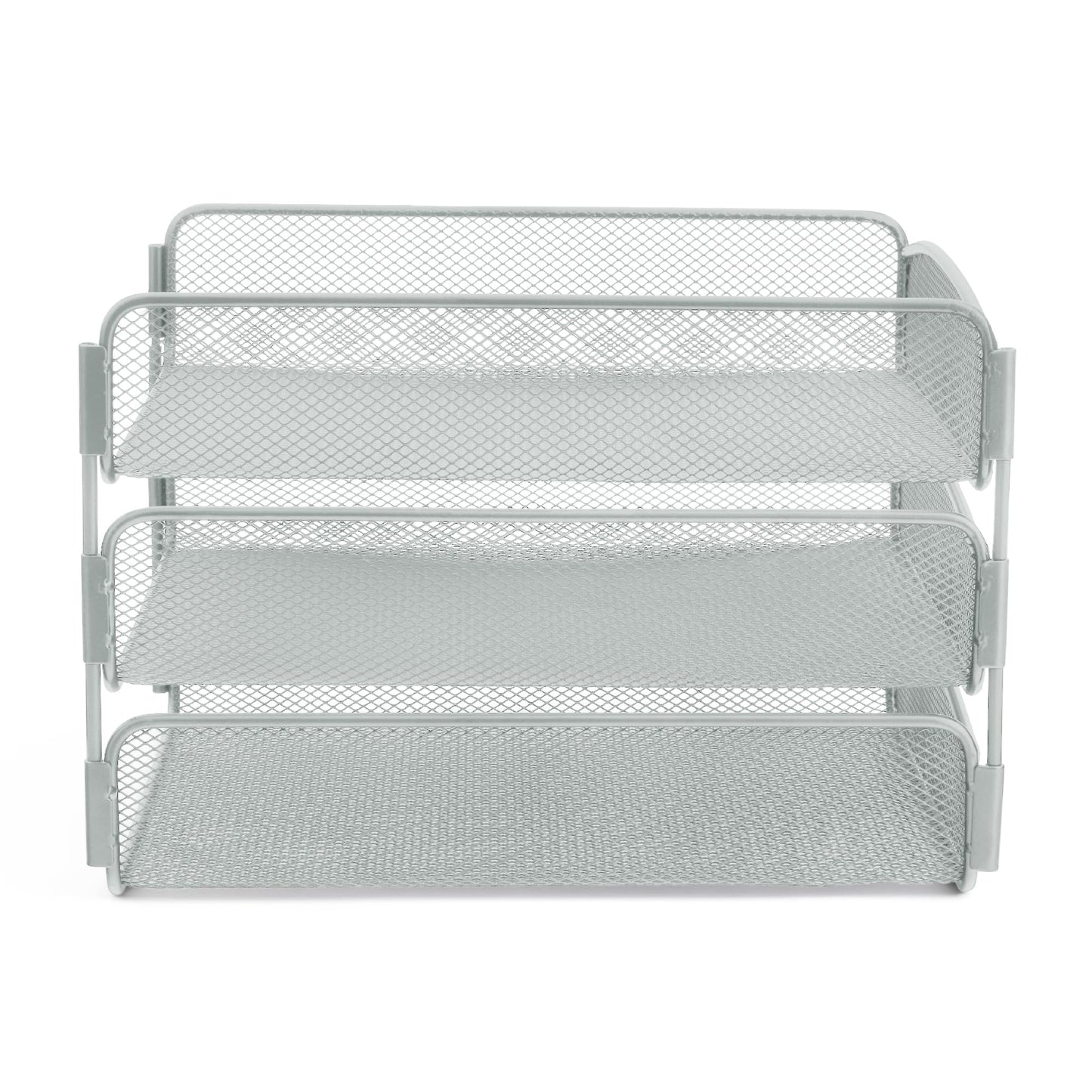 Safco Onyx Desktop Organizer, 3-Tier Paper Tray, Durable Steel Mesh Construction,Silver