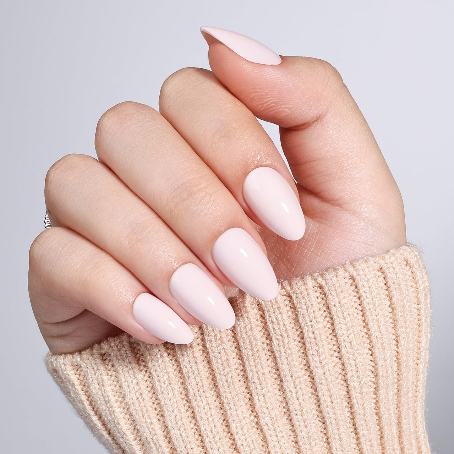 White Press On Nails, Short Almond Press On Nails, Milky White Reusable Fake Nails with Glue for Women, 32pcs in 16 Sizes | Salon Quality