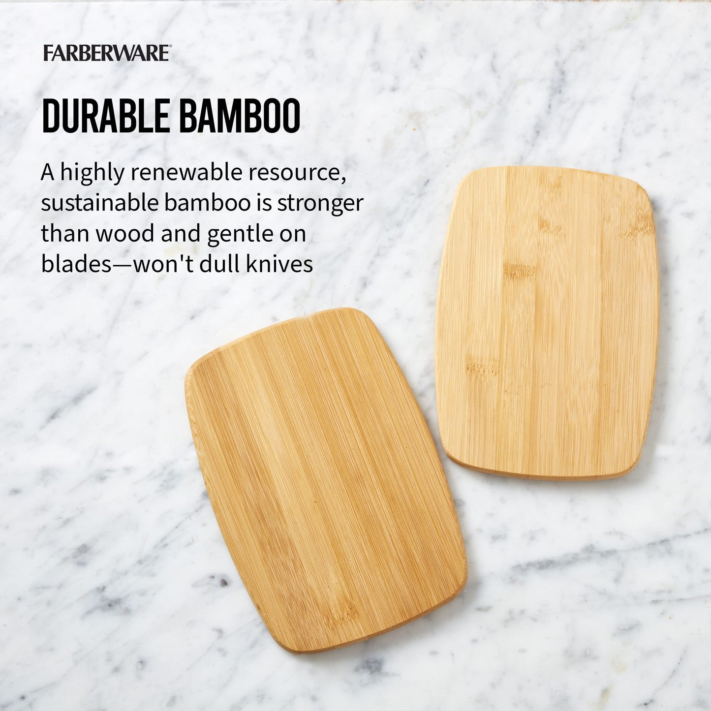 Farberware 4-Piece Bamboo Cutting Board Set - Reversible Boards for Chopping, Slicing, Charcuterie and Meal Prep - Kitchen Essential, Housewarming or Back-to-School Gift