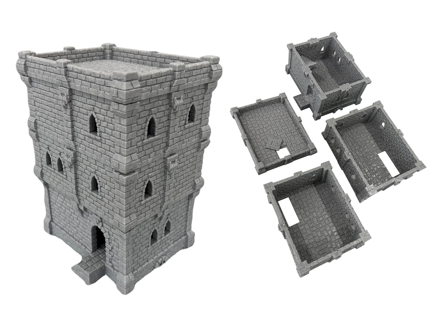 HAUTICO Medieval Castle Tabletop Terrain Set for 18mm & 28mm Miniatures – Paintable Wargame & Diorama Building Kit (3 Floors)