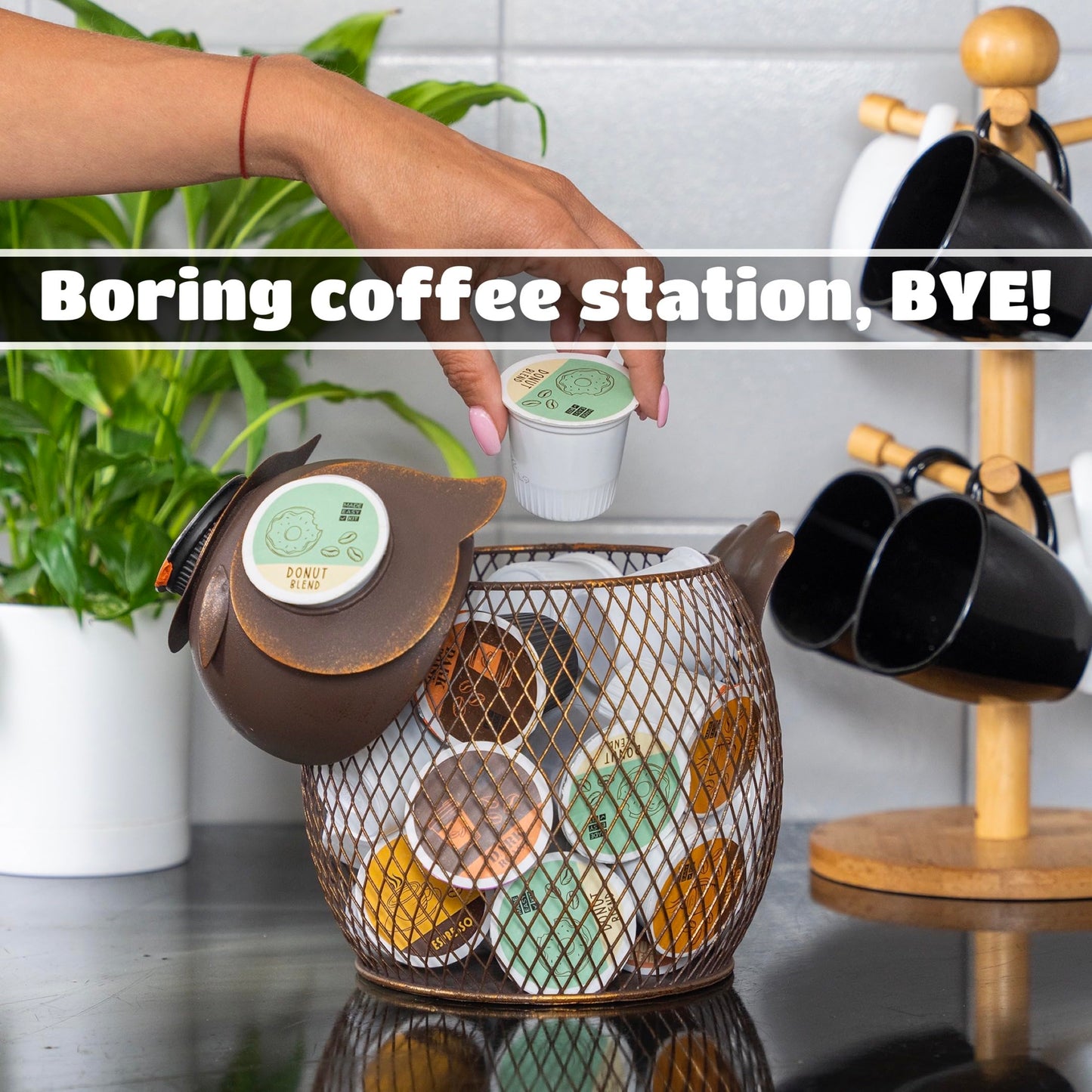 Made Easy Kit Coffee Pod Organizer - Home Coffee Bar Functional Décor - Café Station Countertop Storage Accessories (Sea Turtle)