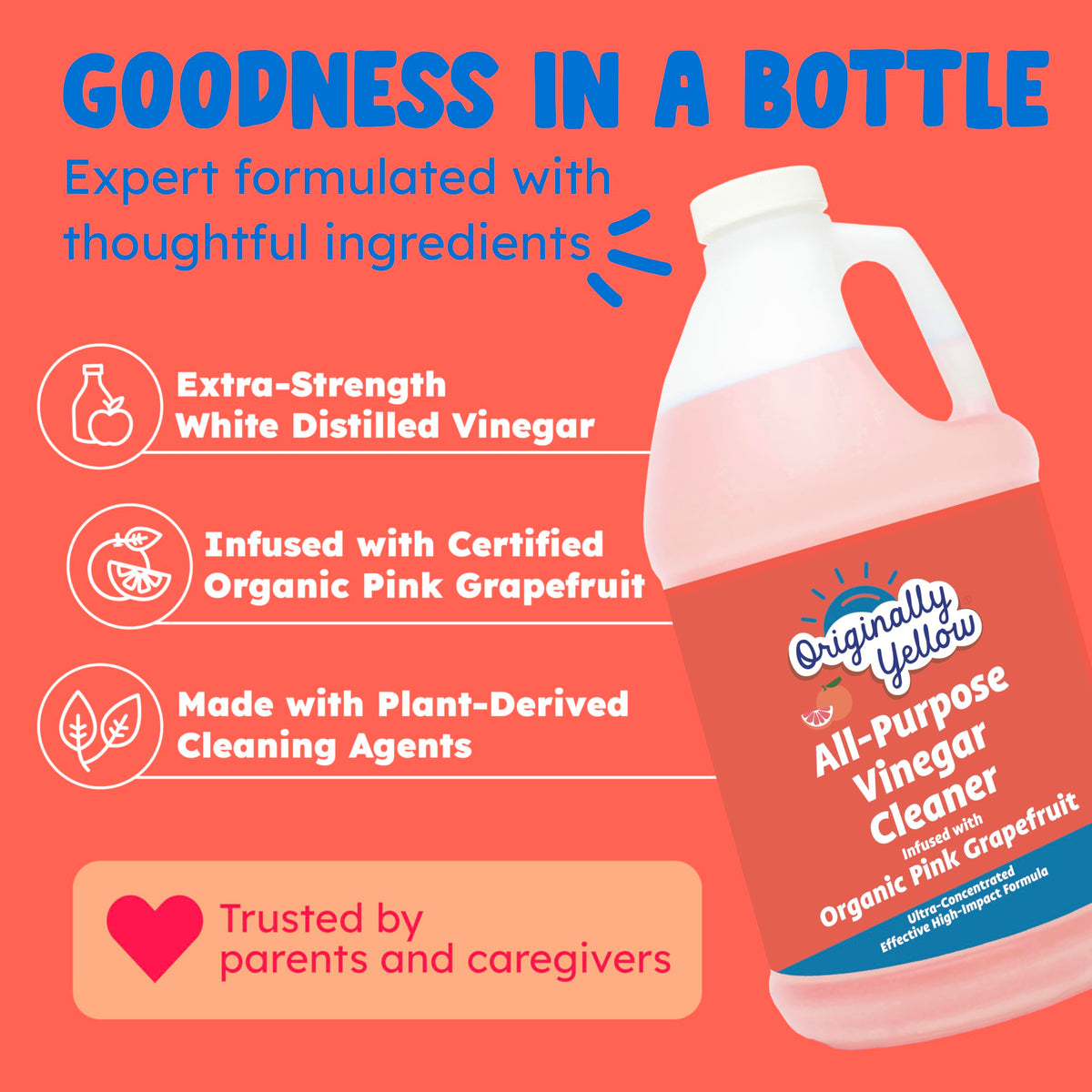 OY All Purpose Vinegar Cleaner [Pink Grapefruit] [64oz] (64 Fl Oz)