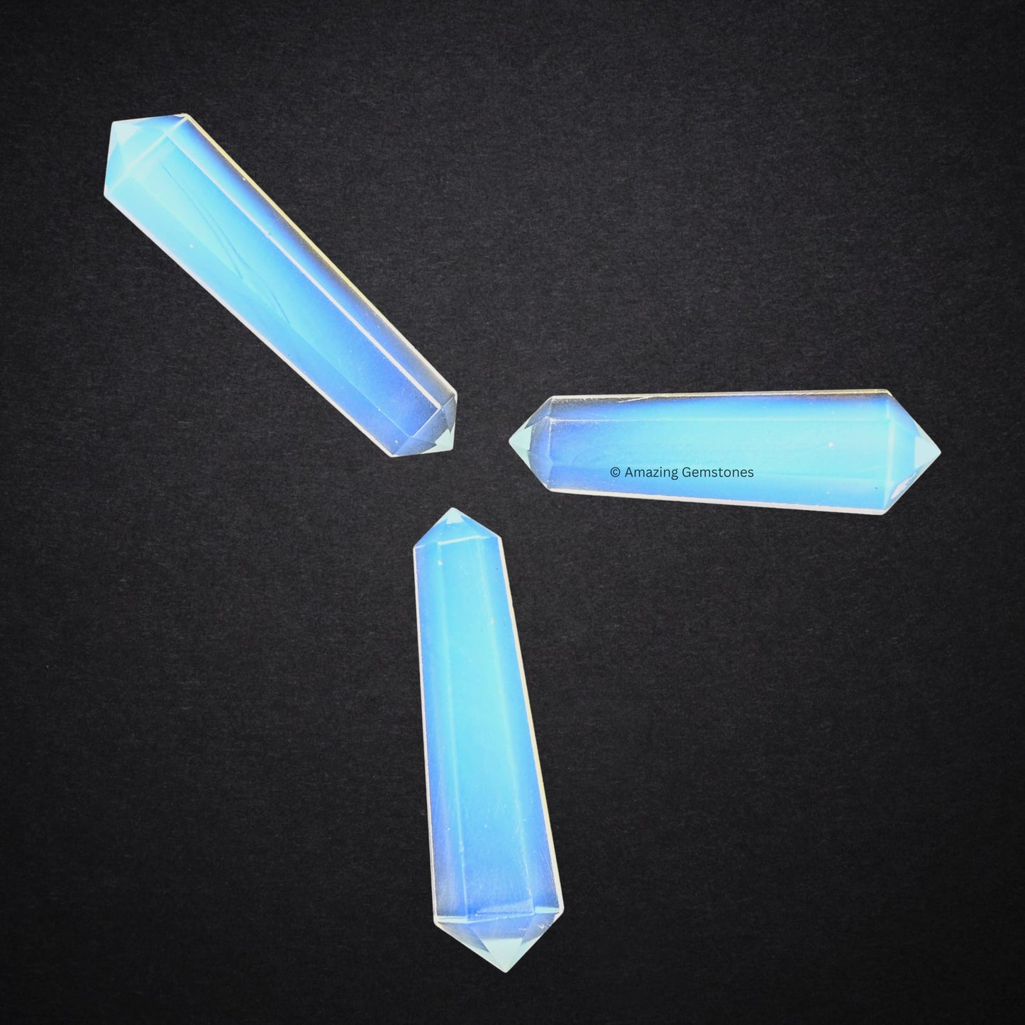 Amazing Gemstone Opalite Crystal Points Bulk Healing Crystals and Stones - Pack of 3 Double Terminated Healing Wand Point Bulk Crystals for Crafts, Crystal Grid, DIY Work - Premium Crystals