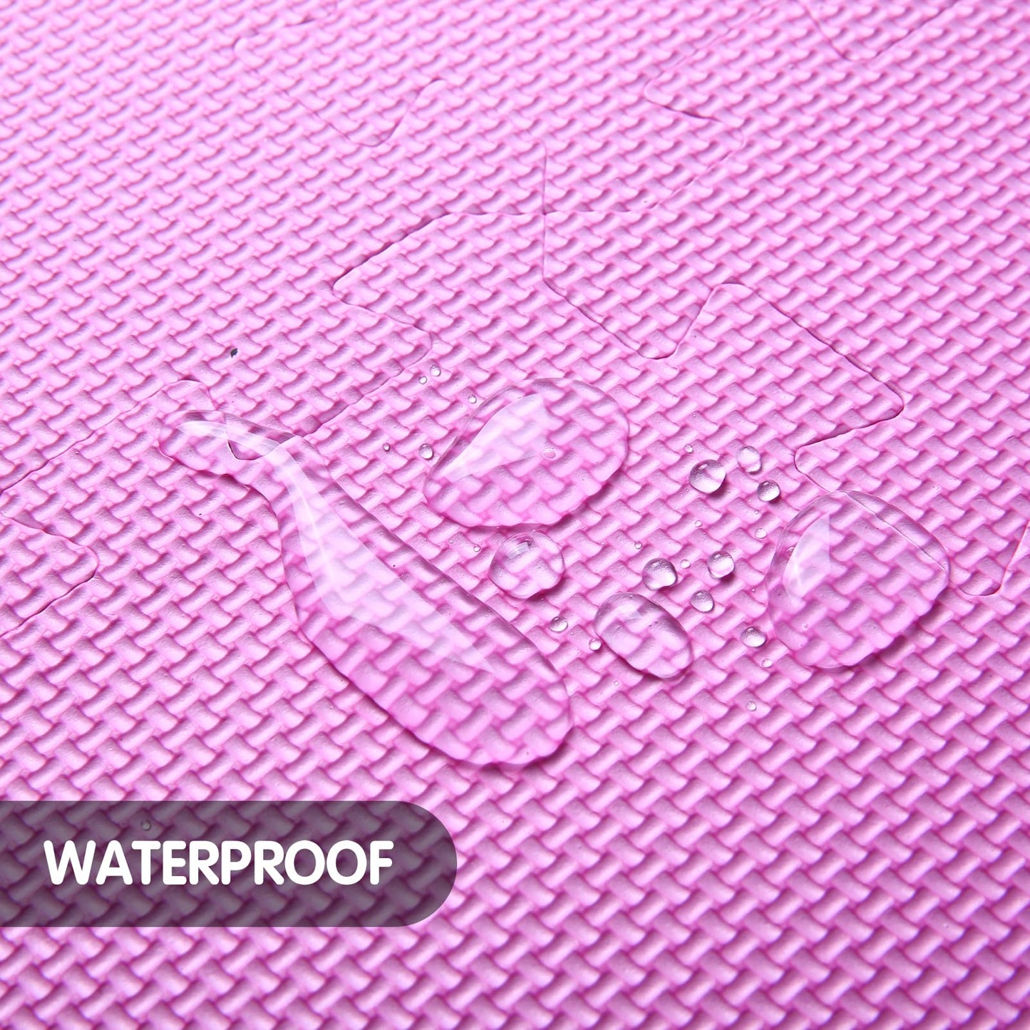 Tamiplay Foam Play Mat for Kids, 25pcs Square Interlocking Puzzle Floor Mat, Baby Toddler Playmat with Fence - Pink Heart