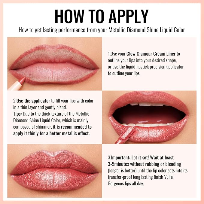Oulac Bronzy Pink Lipstick for Women, Metallic Shine Liqiud Lip Gloss, Lip & Eye 2 IN 1, Long Lasting Waterproof Lipstick, Oil-Based Formula, Transfer Pfoof, Vegan MD06