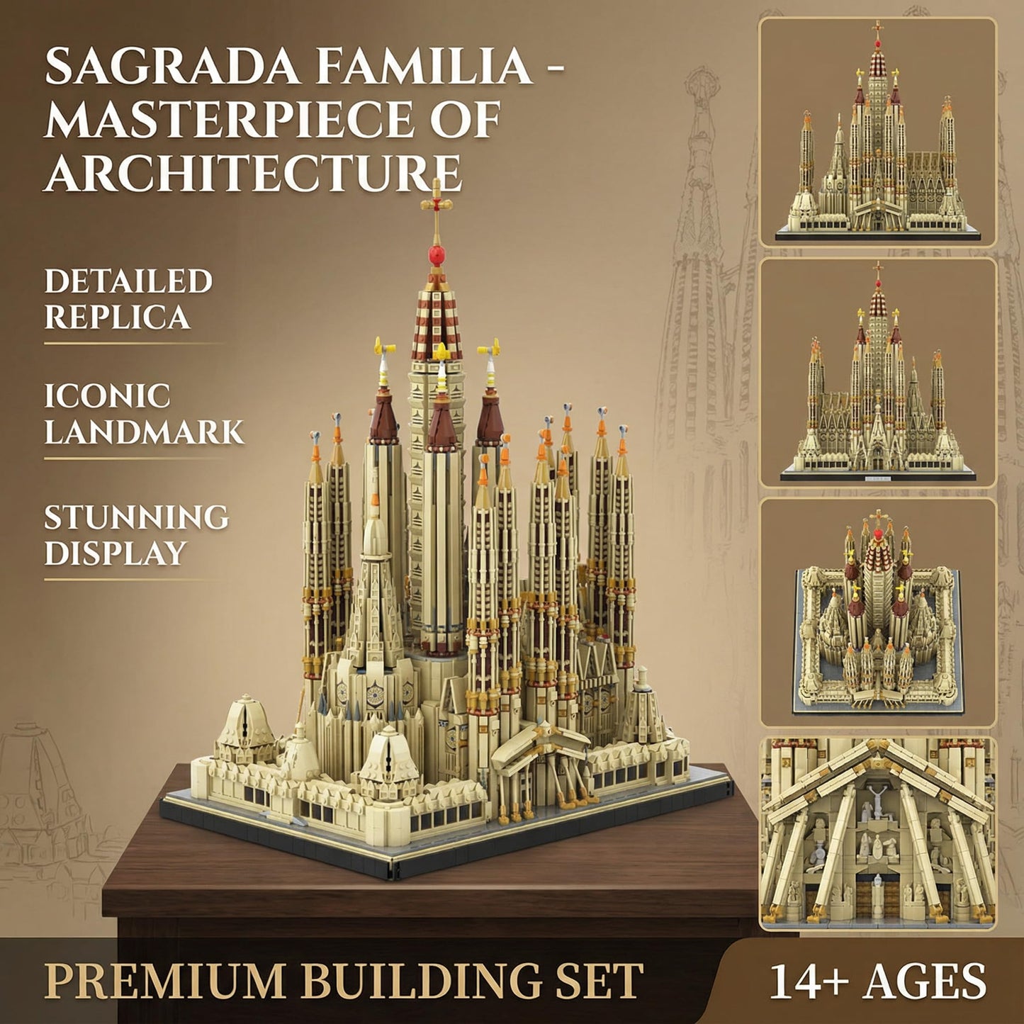 BBTiloBrix Sagrada Família Church Architectural Building Block Set, 10328 Pieces Collectible Cathedral Model, Spain Landmark Construction Kit for Adults,Home Decor Gift for Architecture Enthusiasts