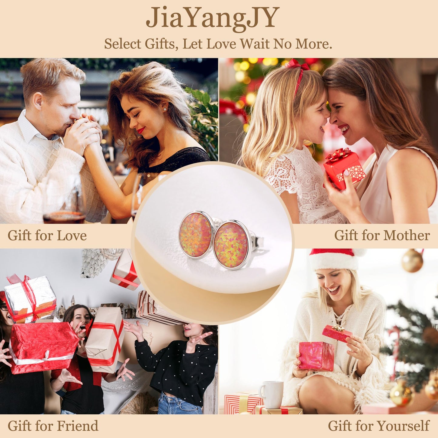 JiayangJY Silver Red Fire Opal Stud Earrings for Women Sterling Silver Oval Shape 5mm Opal Earrings with Push Back