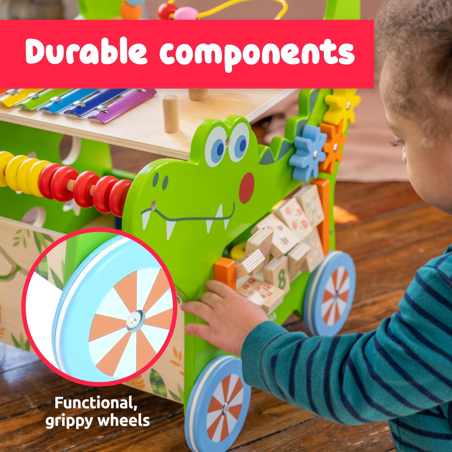 Spark & Wow Crocodile Activity Walker | 10 Activities | for Ages 1+ | Activity Table for Toddlers | Push and Pull Learning Walker