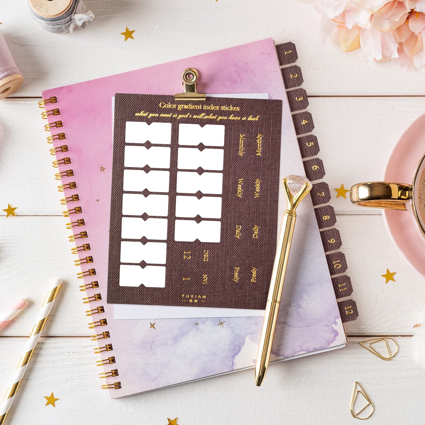 OIIKI Planner Monthly Tabs 20 Sheets, Monthly Tabs for Planners Index Tabs, Self Adhesive Month Tabs Stickers for Planners Office Study Journal Notebook Agendas Organizers Office Supplies