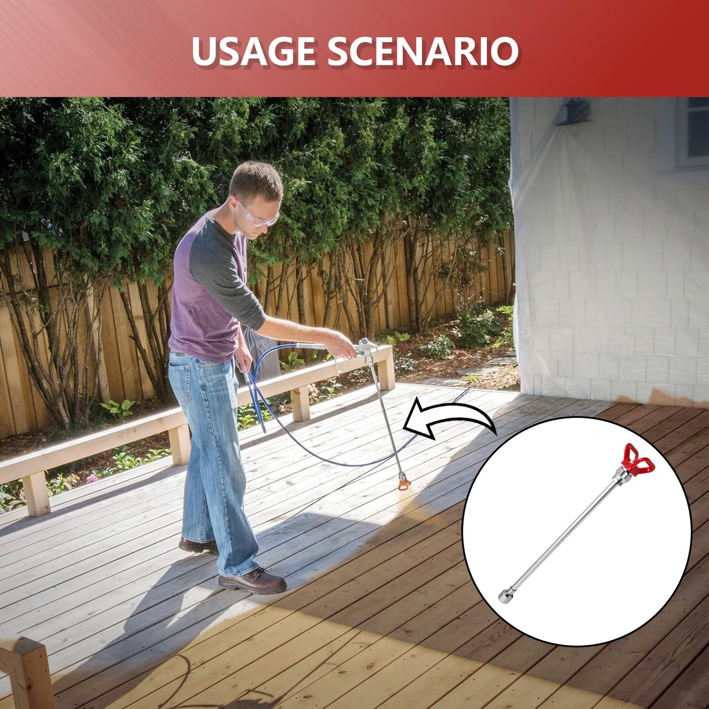 15-inch Airless Spray Gun Extension & 246215 7/8" Thread RAC X Hand-Tight tip Guard, for Graco Magnum x7 and Most Spray Guns with 7/8 in. Thread, Paints Sprayers Extensions Pole with Red Guard