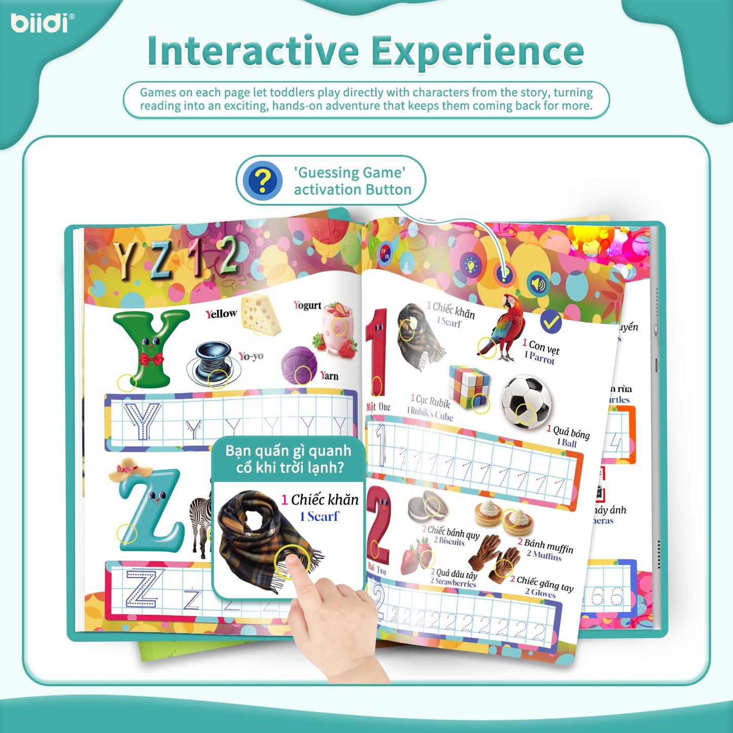 biidi Vietnamese-English Book for Bilingual Kids. Learn Vietnamese Alphabet. Vietnamese Books for Toddlers Learning Toy （Alphabet & Number）