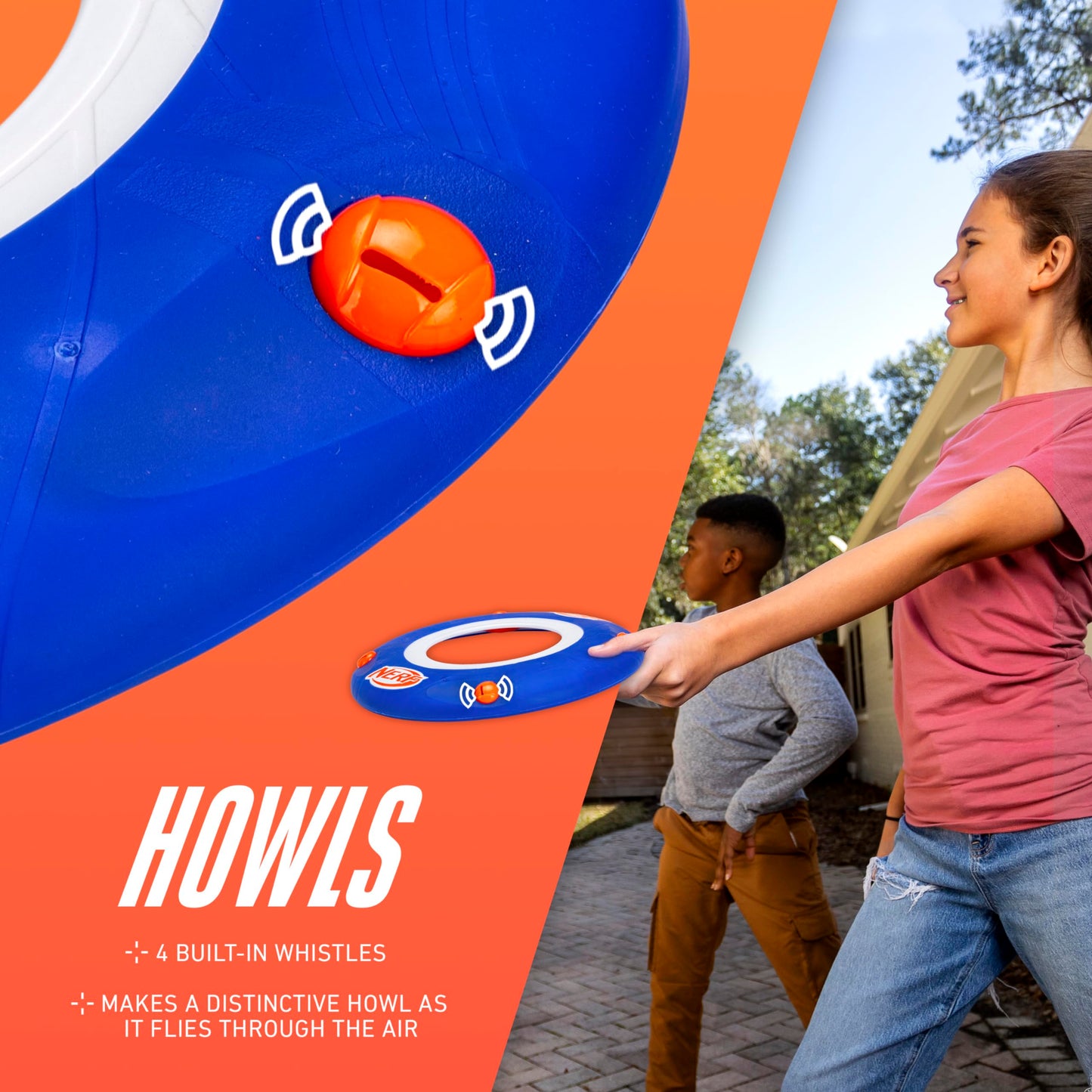 Nerf Kids Soft Flying Disc - Sonic Slinger Indoor + Outdoor Flying Disc Toy for Kids - 11" Inch - Super Lightweight Construction for Indoor + Outdoor Use - Howls When Thrown