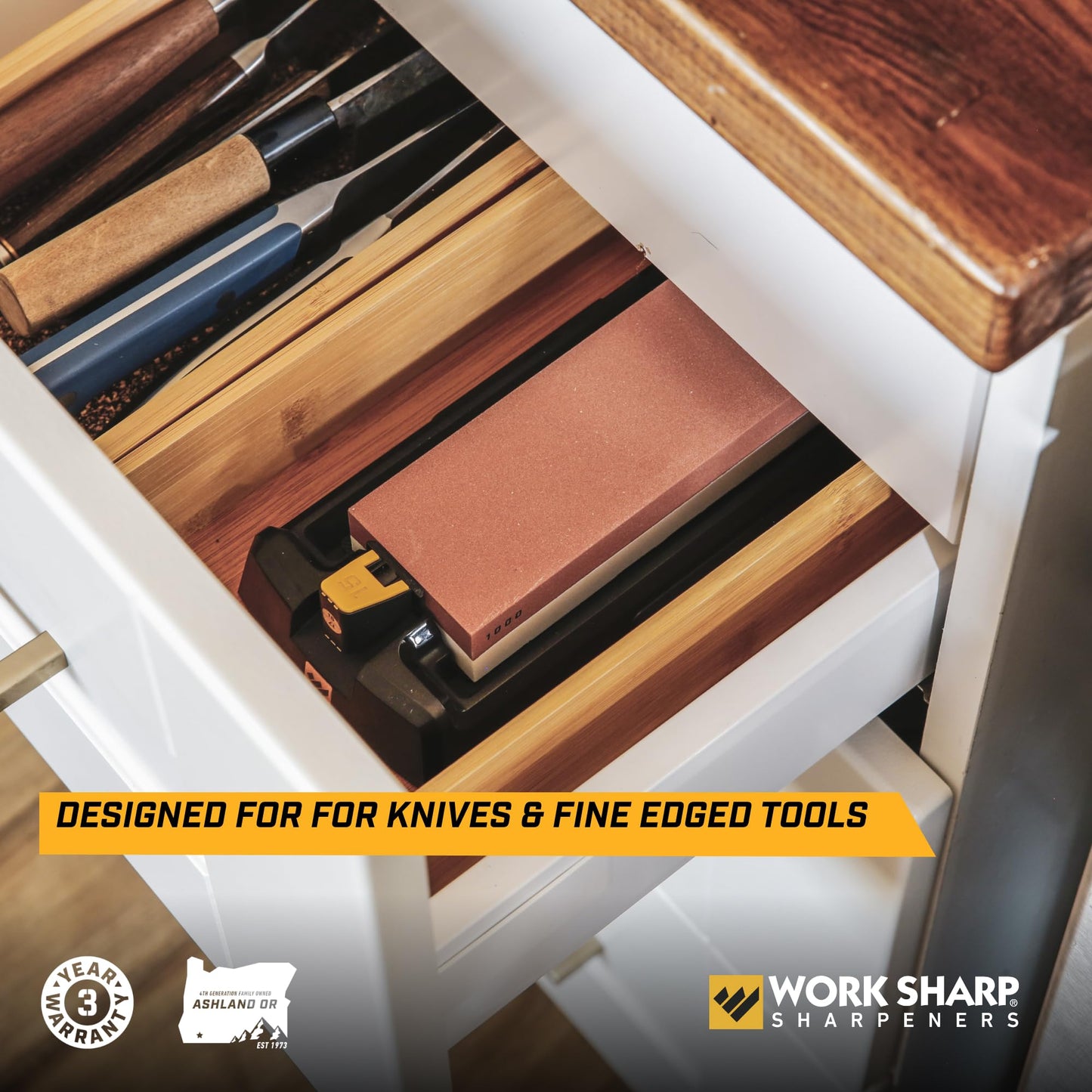 Work Sharp Benchtop Whetstone Knife Sharpener - For Knives & Edged Tools - Kitchen, Pocket, & Fillet Knives