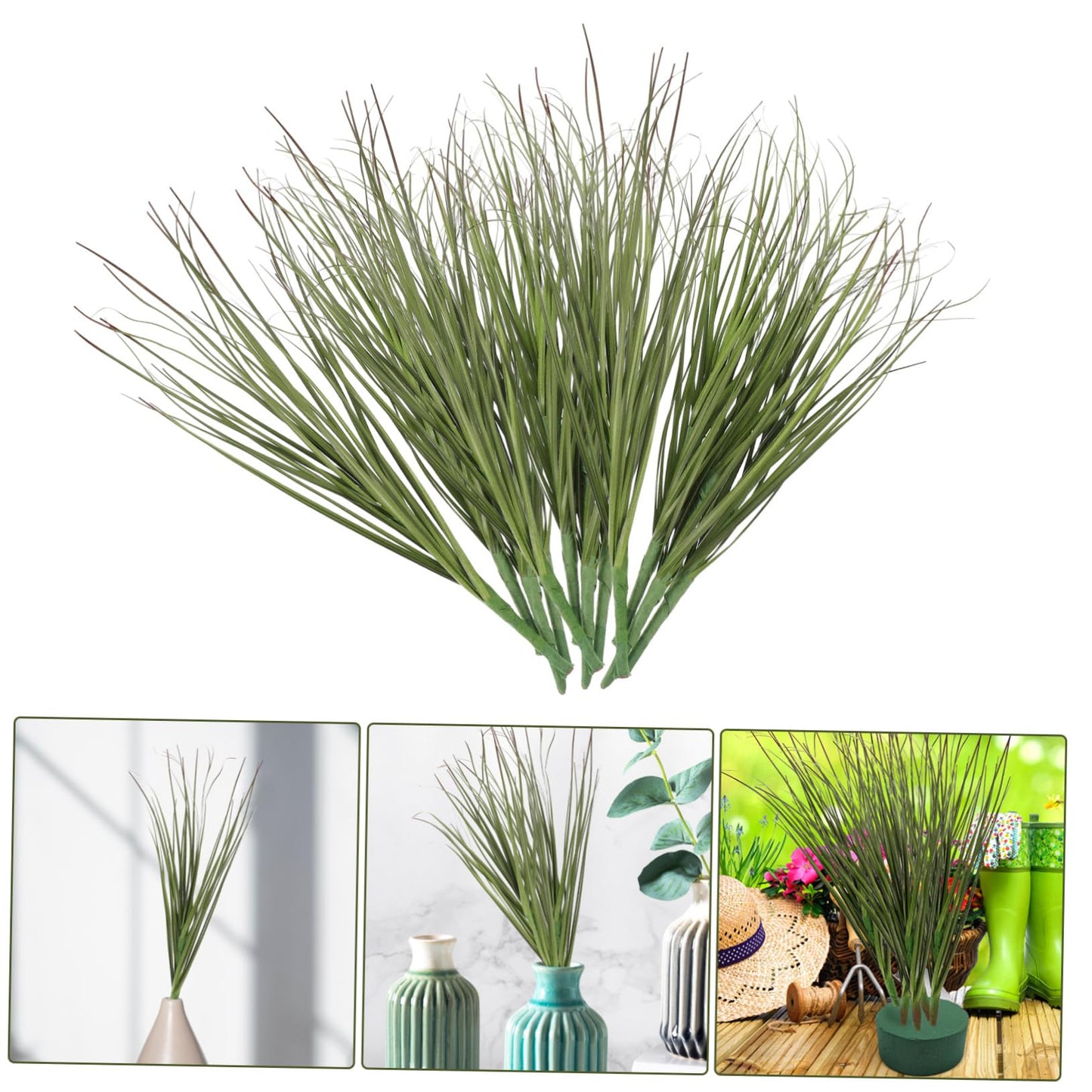 TOPPERFUN 12Pcs Artificial Grass, 11.79in Fake Grass Artificial Shrub Plants, Tall Plants Greenery Stems Weed for Room Indoor Home, Patio, Vase, Restaurant Decoration