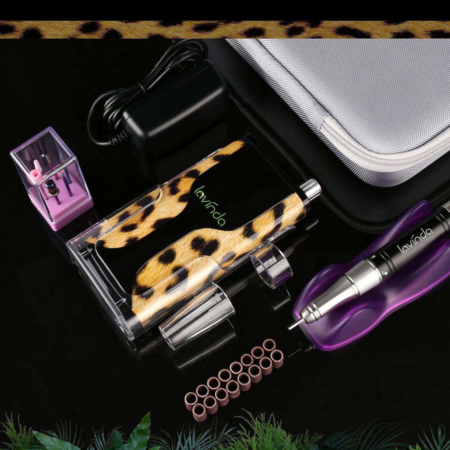 Professional Nail Drill Machine, Lavinda portable 35000RPM Electric nail drill Cordless Rechargeable Efile, Powerful Brushless Motor Electric Nail File for Acrylic Nails with Carrying Case,Black