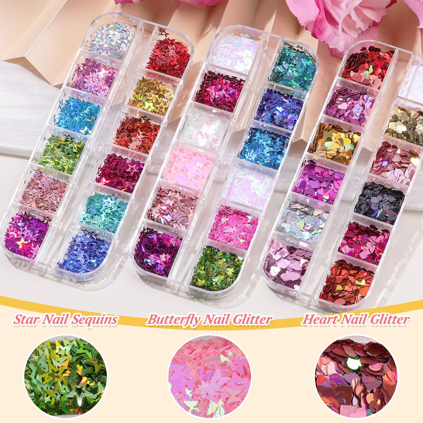 15 Boxes Nail Rhinestones Gems Kit,Gold/Silver Metal Studs,Mixed Sizes Flatback Crystals Rhinestones,Half Pearls,Sequins,Foil Flakes with Tweezers & Dotting Tools for DIY Manicure