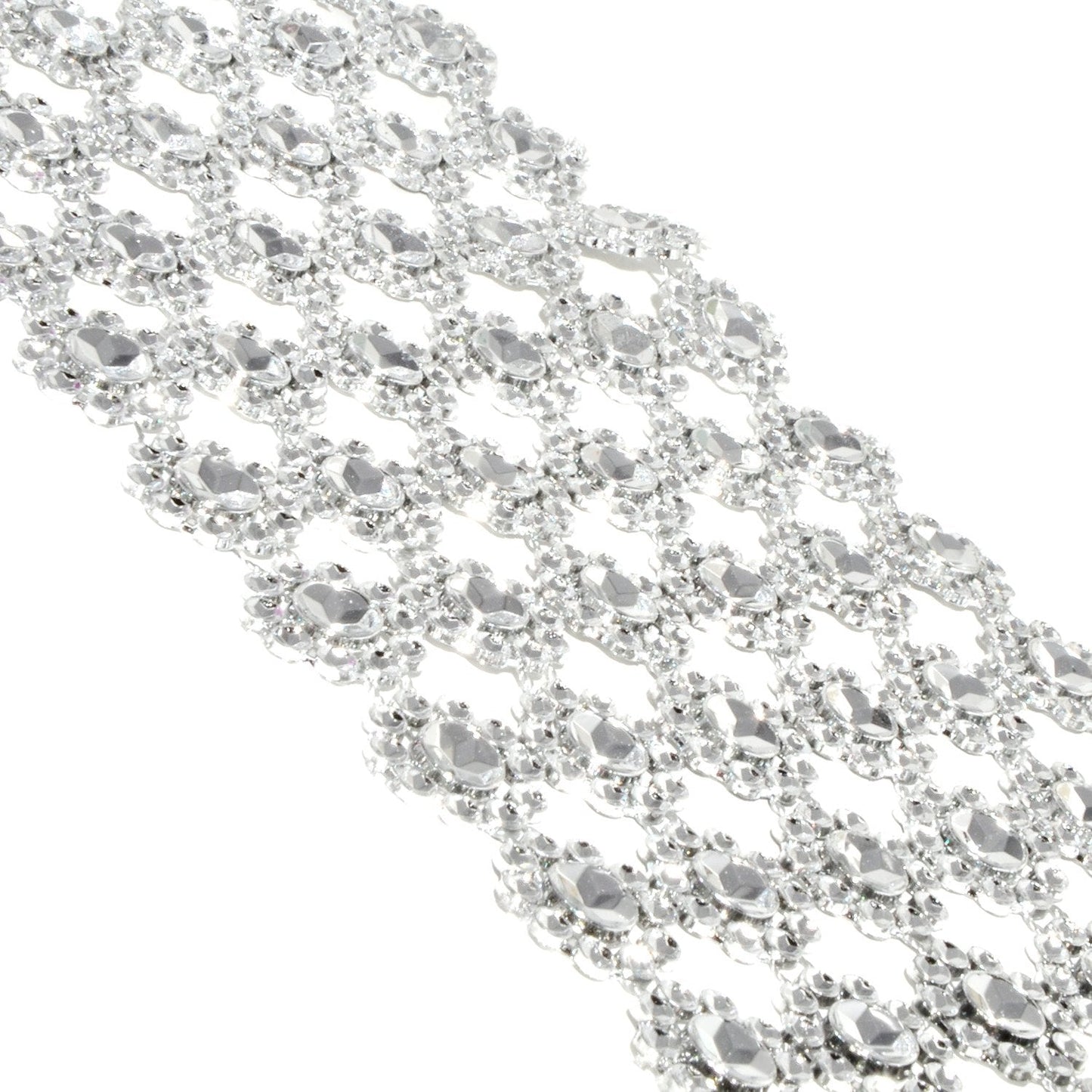 Mandala Crafts Flower Pattern 4 in 10 Yds Silver Bling Wrap Rhinestone Mesh Ribbon – Crystal Diamond Wrap Rhinestone Strips Roll for Crafts Wedding Event Decoration