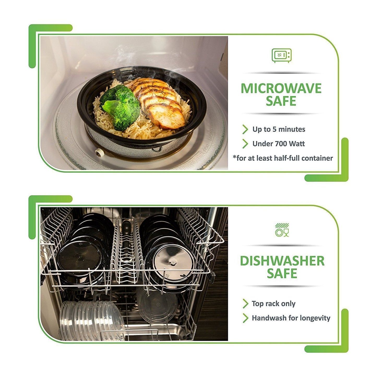 Prep Naturals Meal Prep Containers - Dishwasher-Safe Plastic Bowls with Lids - Freezer & Microwave-Safe Food Storage Containers with Lids - Portion-Control Meal Prep Bowls - 30 Pack, 24 Oz, Black