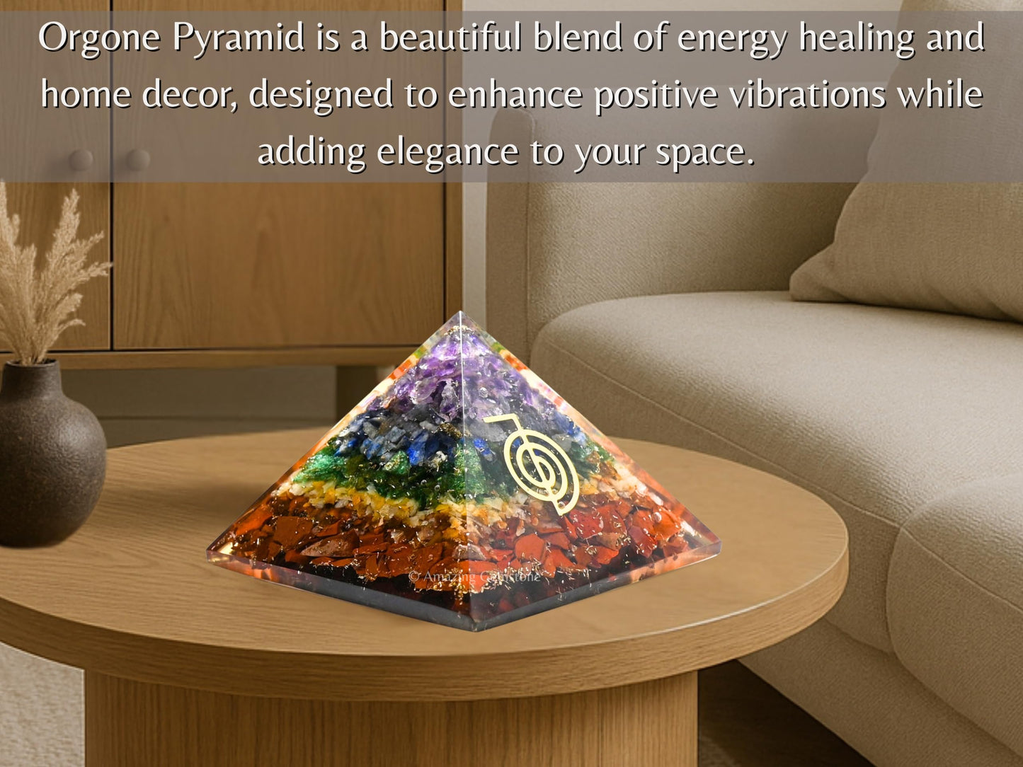 Amazing Gemstone Large Orgone Pyramid | Natural Chakra Pyramid Crystal | Reiki Orgonite Pyramid | Organ Pyramids Positive Energy Healing