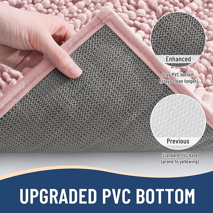 Arotive Luxury Chenille Bathroom Rug Mat, Extra Soft Thick Absorbent Shaggy Bath Rugs, Non-Slip Machine Wash Dry, Plush Bath Mats for Bathroom, Shower and Tub, 30x20, Dirty Pink