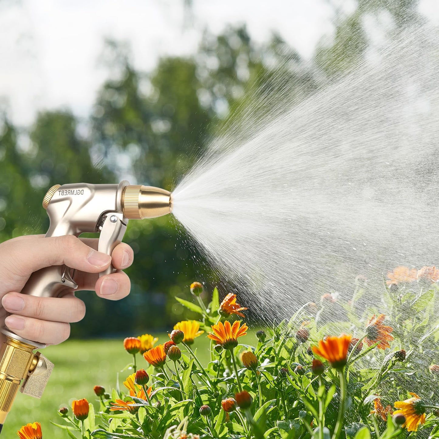 Metal Garden Hose Nozzle Spray - Heavy Duty 4 Spray Patterns 360° Rotating, Ergonomic Handle, Leak-Proof Fit for Watering, Cleaning, Car Wash(Upgrade nozzle)