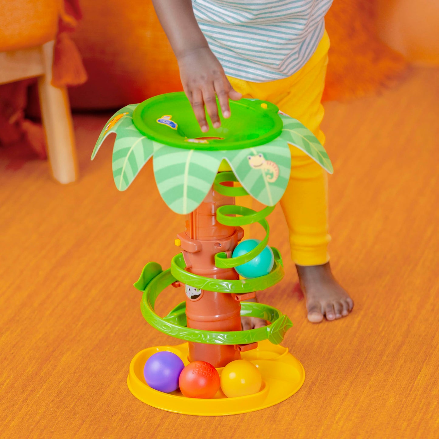 Bright Starts Tropical Twirl Ball Play Toy with Lights & Music, 5 Balls Included, Unisex, 6 Months+