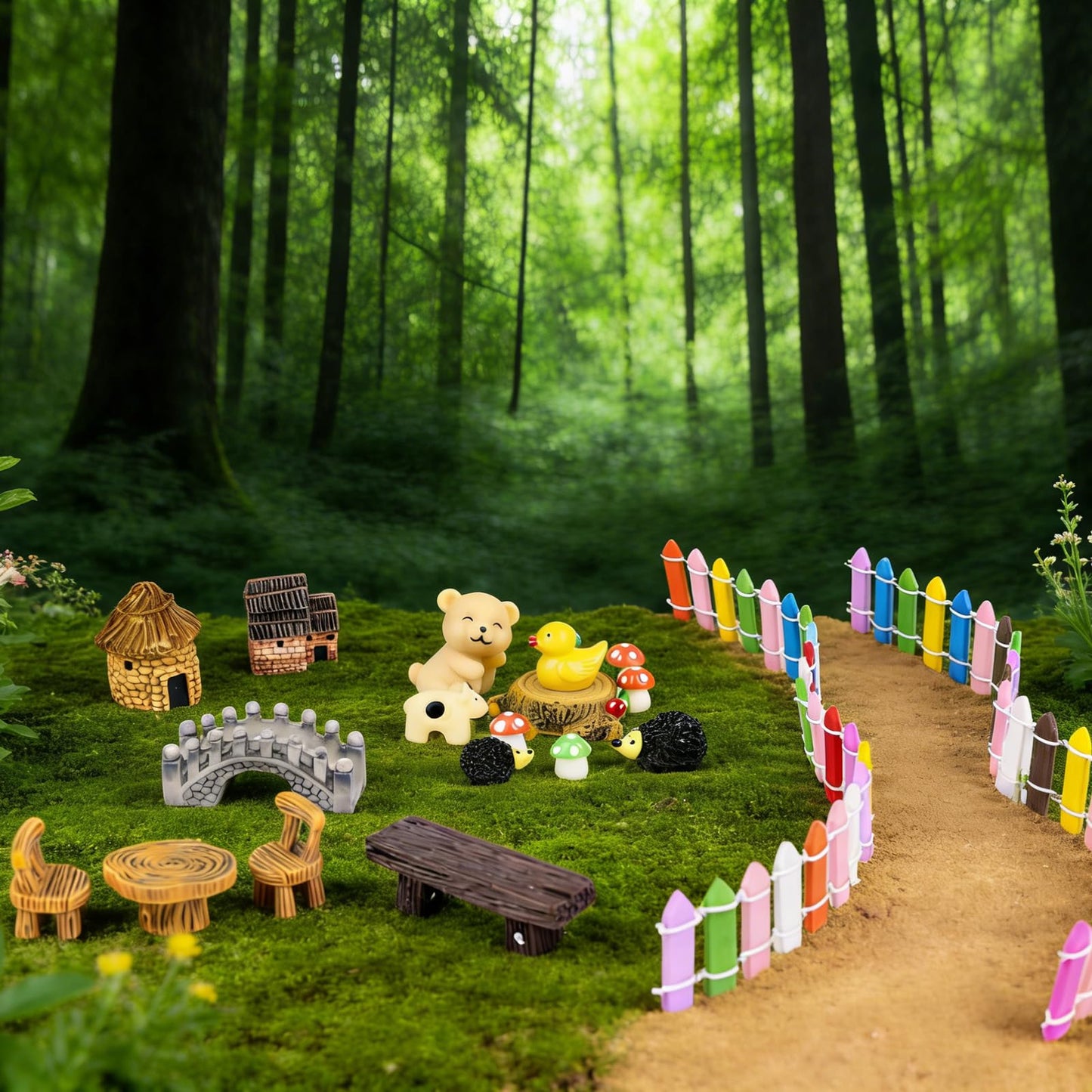NSBUDIN 73 Pcs Fairy Garden Accessories Kit - Miniature Garden Accessories with Resin Figurines, Mini Trees & Moss for Potted Accent, Patio Decor & Succulent Projects, DIY Craft