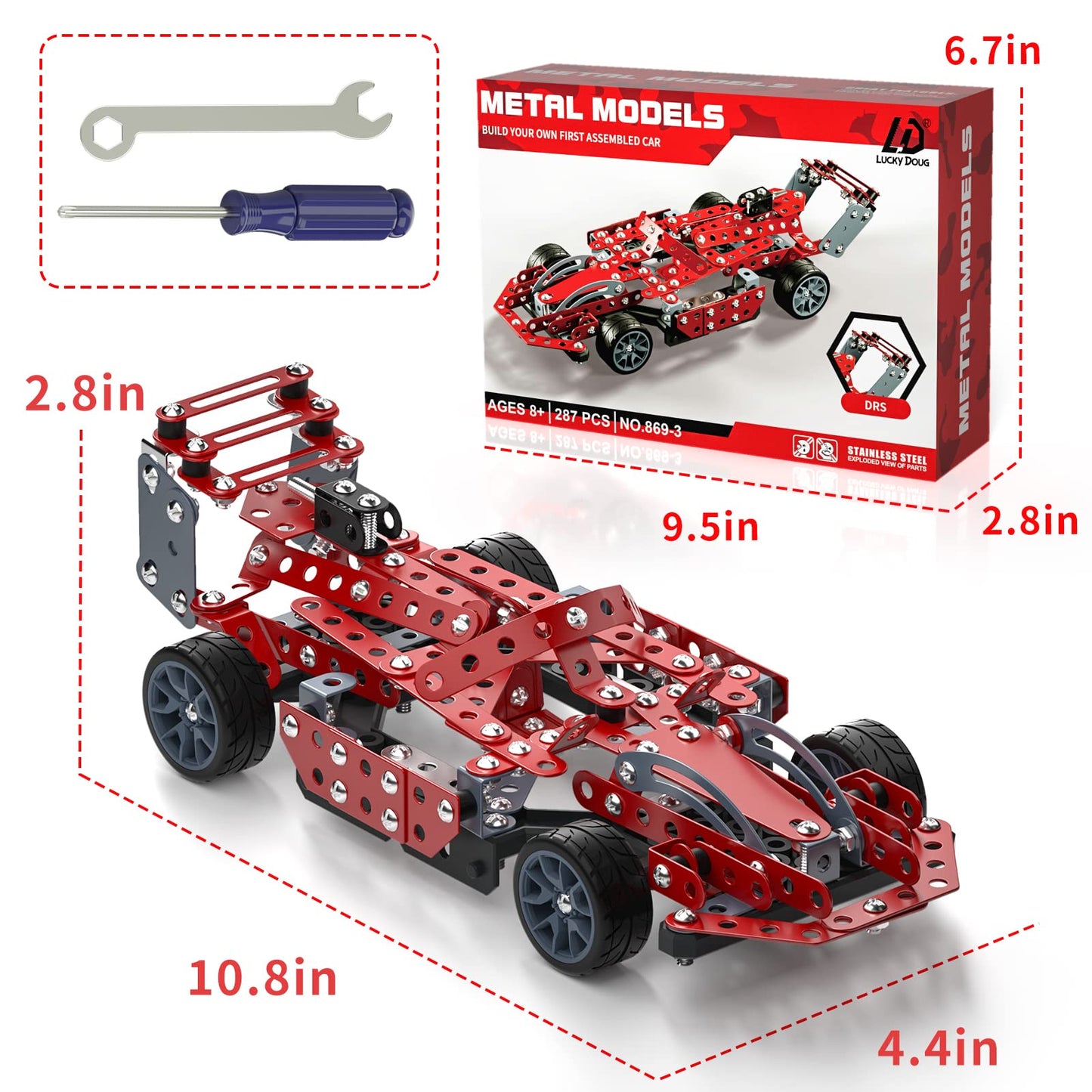 Lucky Doug Building Kit Model Car Set - STEM Project Building Toys for Kids Ages 8-12, Assembly Building Vehicle for Boys 8 9 10 11 Years Old