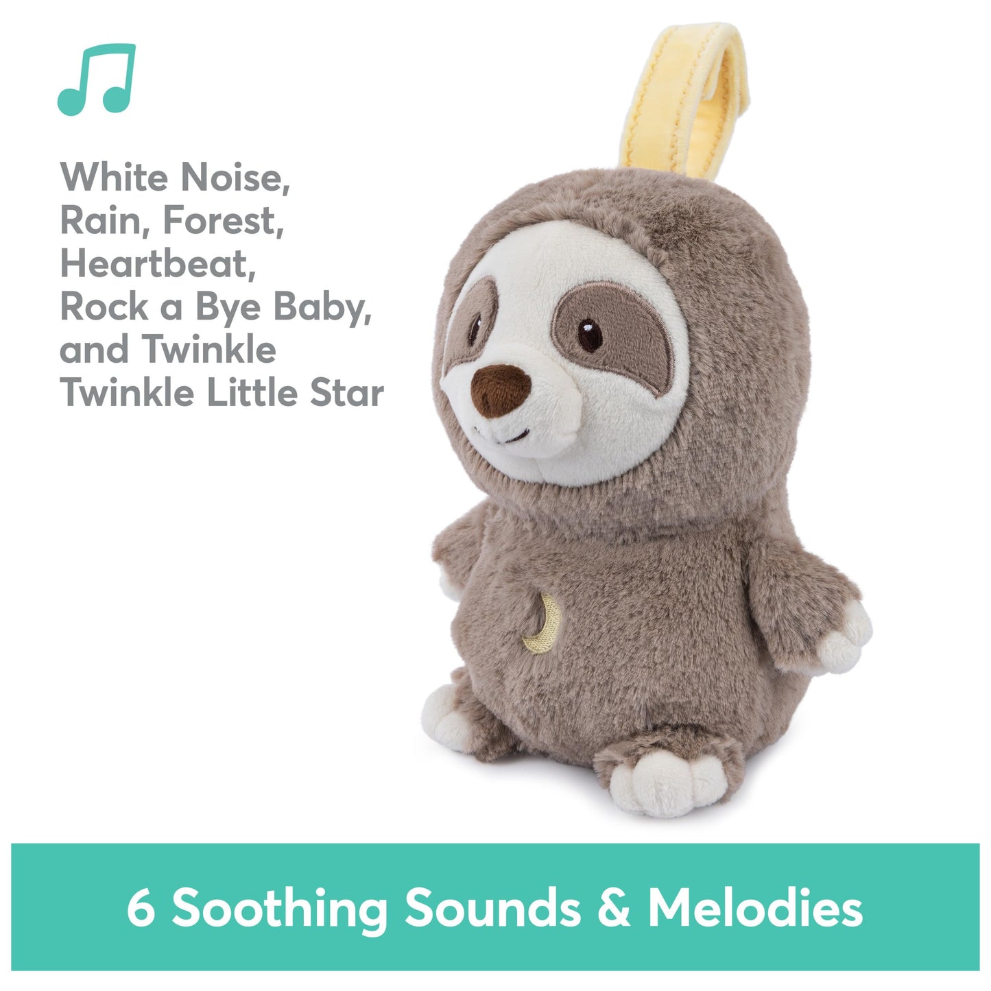 GUND Baby Lil’ Luvs On The Go Sloth Soother for Babies and Newborns, Plush Sloth Stuffed Animal Sound Toy, Brown/Cream, 6”