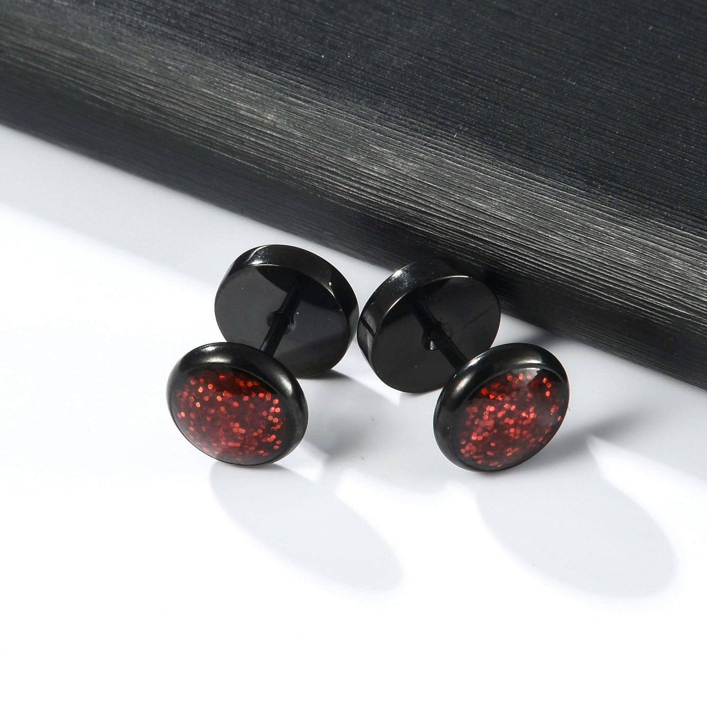 Surgical Stainless Steel Stud Earrings for Women Men Black Gold Plated Fluorescent Flat Back Hypoallergenic Earrings Suitable for Sensitive Ears