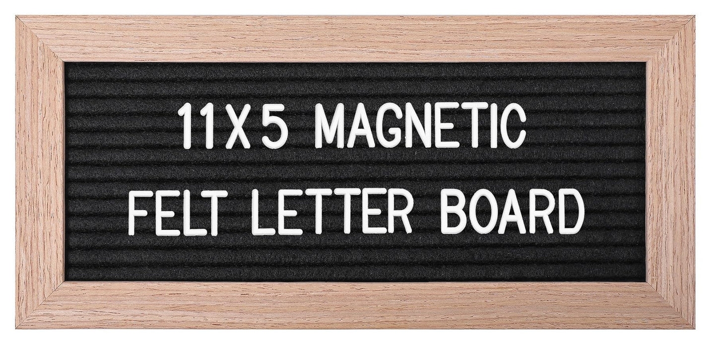 G GAMIT Small Magnetic Felt Letter Board 11x5Inch with Changeable Letters and Numbers, Message board Letter Sign Board in Wood Frame for Anoucement&Notification(Black)