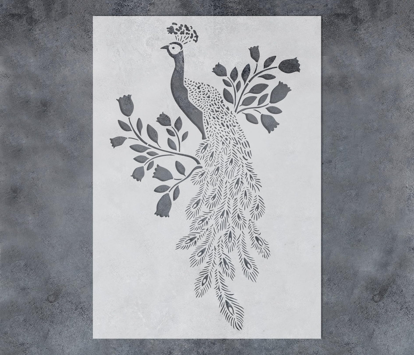 GSS Designs Peacock Stencils - 12x16Inch Reusable Large Peacock on Tree Stencils for Painting on Wood, Wall, Canvas, Fabric, Furniture, Crafts