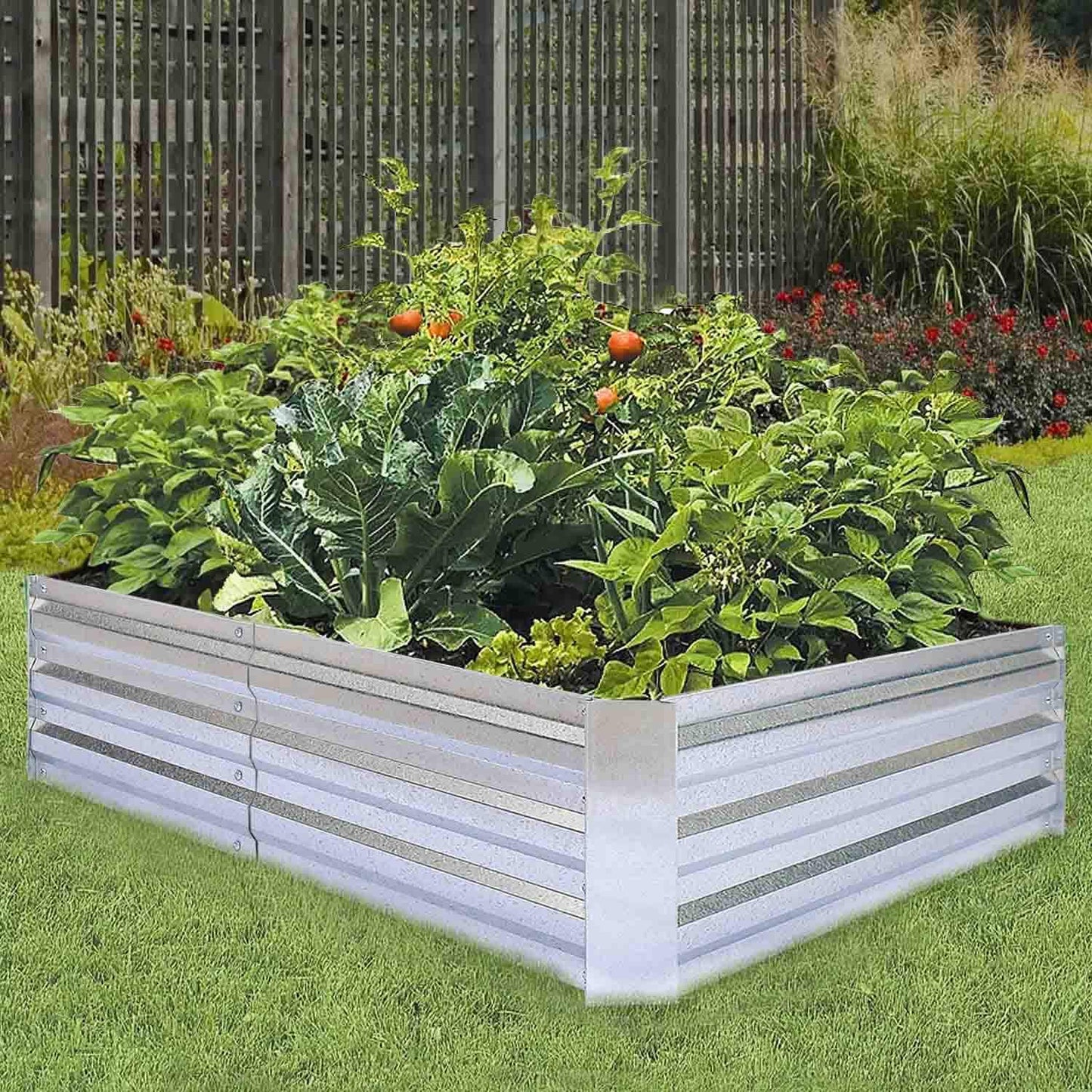 FOYUEE Galvanized Raised Garden Beds 2-Pack (6x3x1ft Each) – Popular Heavy-Duty Metal Planter Box with 4 Support Bars for Vegetables, Herbs, Flowers, Space-Saving Size for Small Yards & Patios