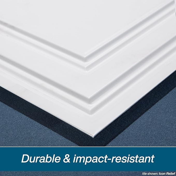Genesis 2ft x 2ft Stucco Pro Black Ceiling Tiles - Easy Drop-in Installation – Waterproof, Washable and Fire-Rated - High-Grade PVC to Prevent Breakage - Package of 12 Tiles