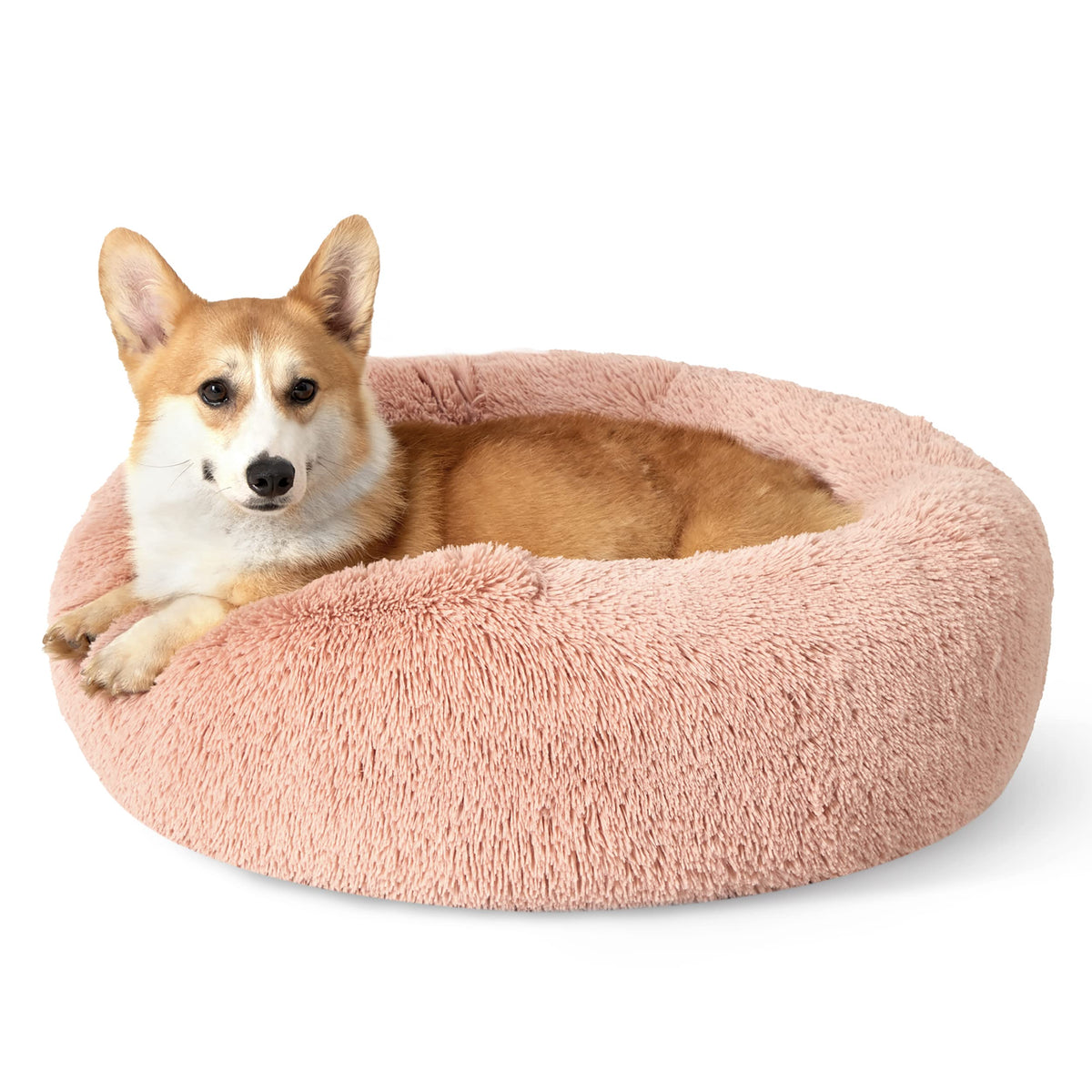 Bedsure Calming Small Medium Dog Bed Donut Washable Puppy Bed,27ins Black