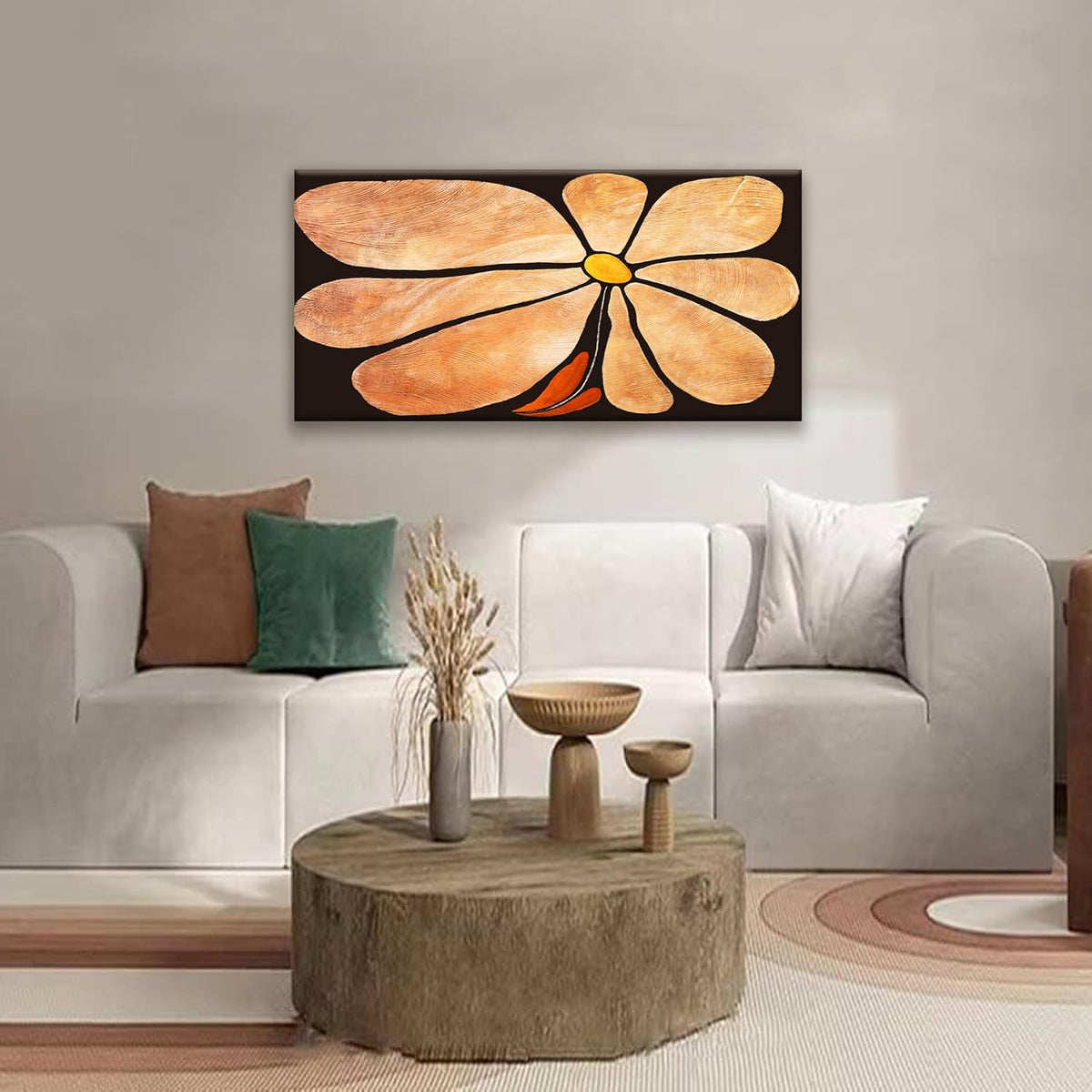 Flower Abstract Wall Art Canvas Art Wall Decor Prints Picture Landscape Flowers Painting Brown Floral Wall Art Bedroom Bathroom Office Home Wall Decor 20"X40"Ready To Hang